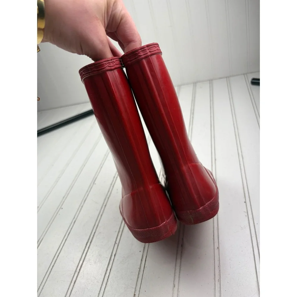 Hunter First Classic Military Red Waterproof Rubber Rain Boots Kids Unisex US 11
